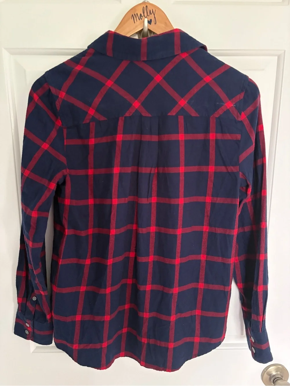 J. Crew XS Women’s Navy and Red Plaid Button-Up Shirt 100% Cotton
